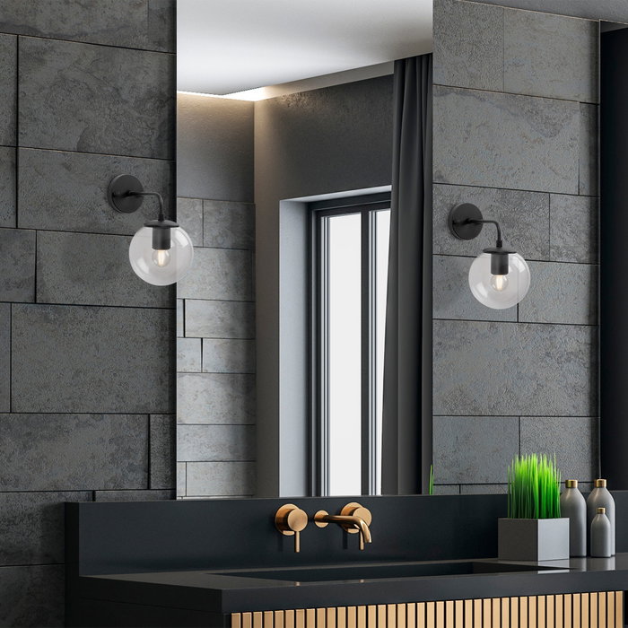 Opviq Lámpara de pared negra con tapa de cristal